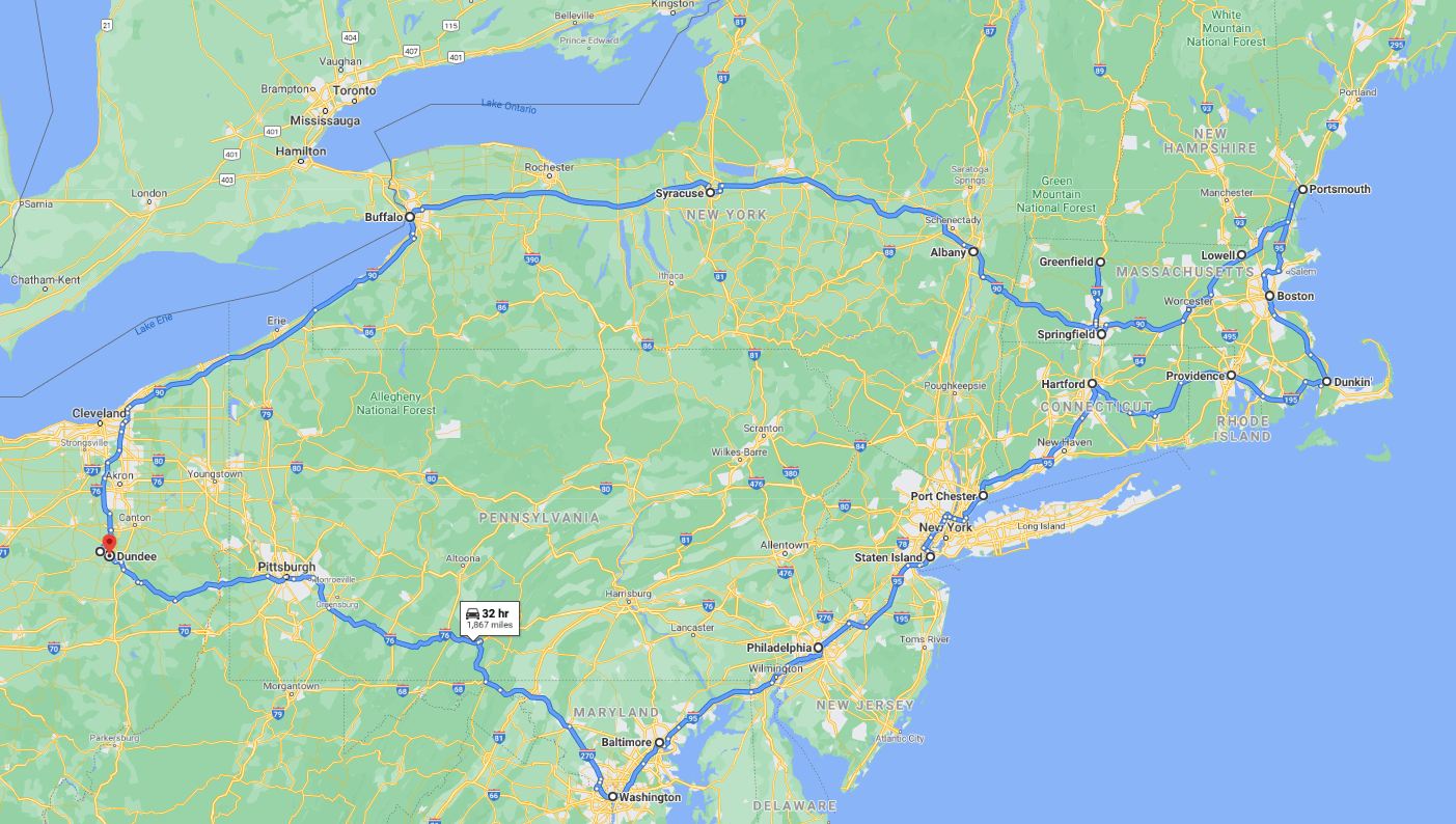 Northeast Puppy Delivery Route
